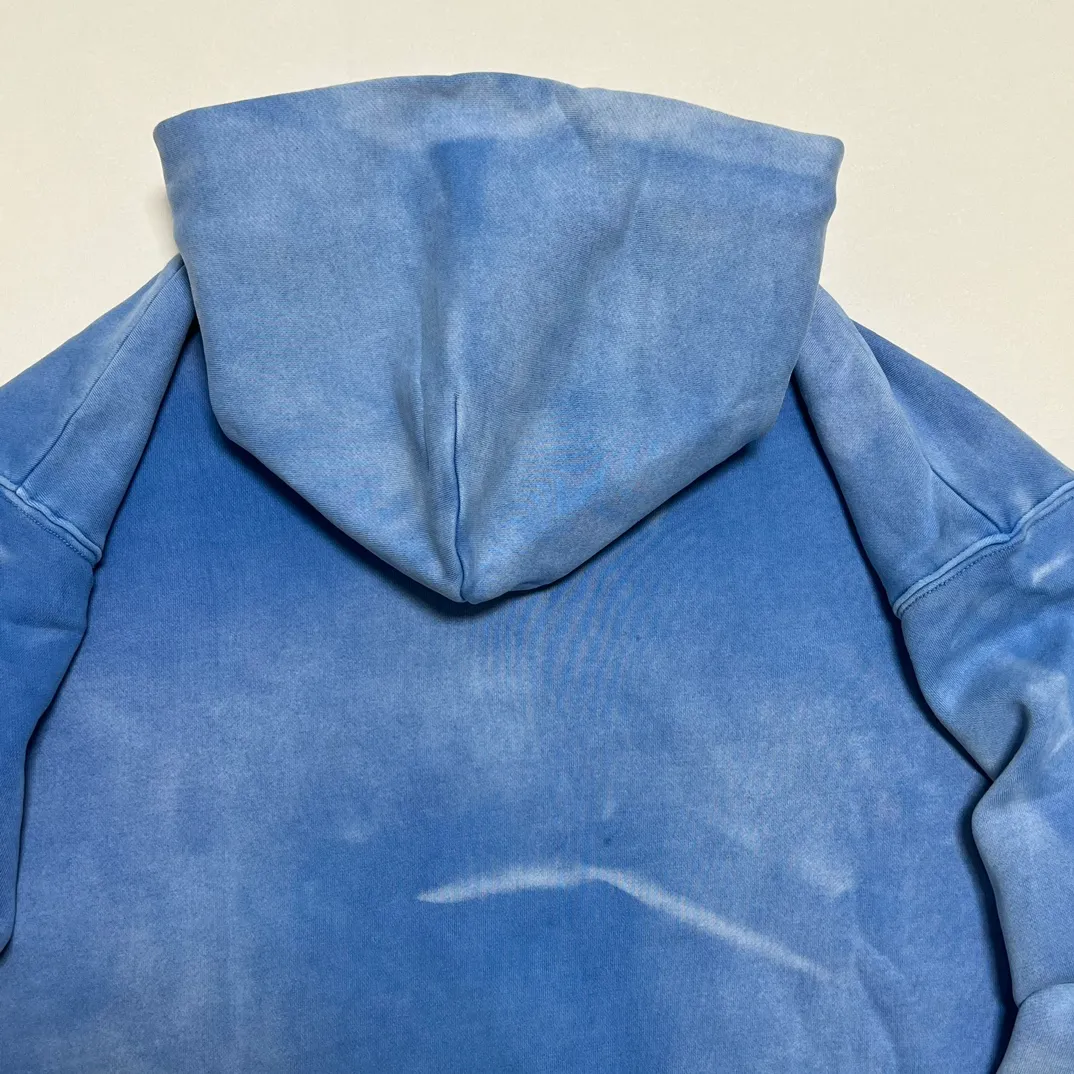 More details GALLERY DEPT. SUN FADED ENGLISH LOGO ZIP UP/BLUE Sun-washed blue water ripple English zipper hoodie washed blue S-XL